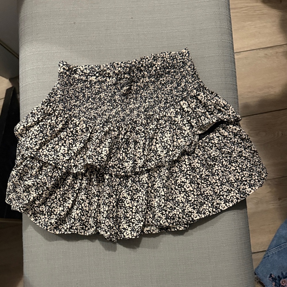 Japna Black and White Floral Mini Skirt
